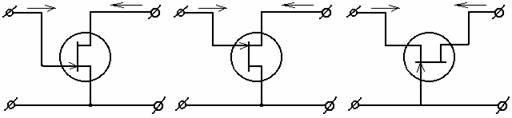 "Рис. 3. Схемы включения полевого транзистора."